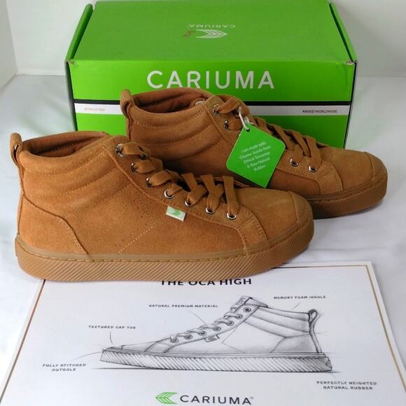 NIB Cariuma OCA High All Camel Suede Sneaker Unisex Men 7.5 Women 9 - Picture 2 of 7